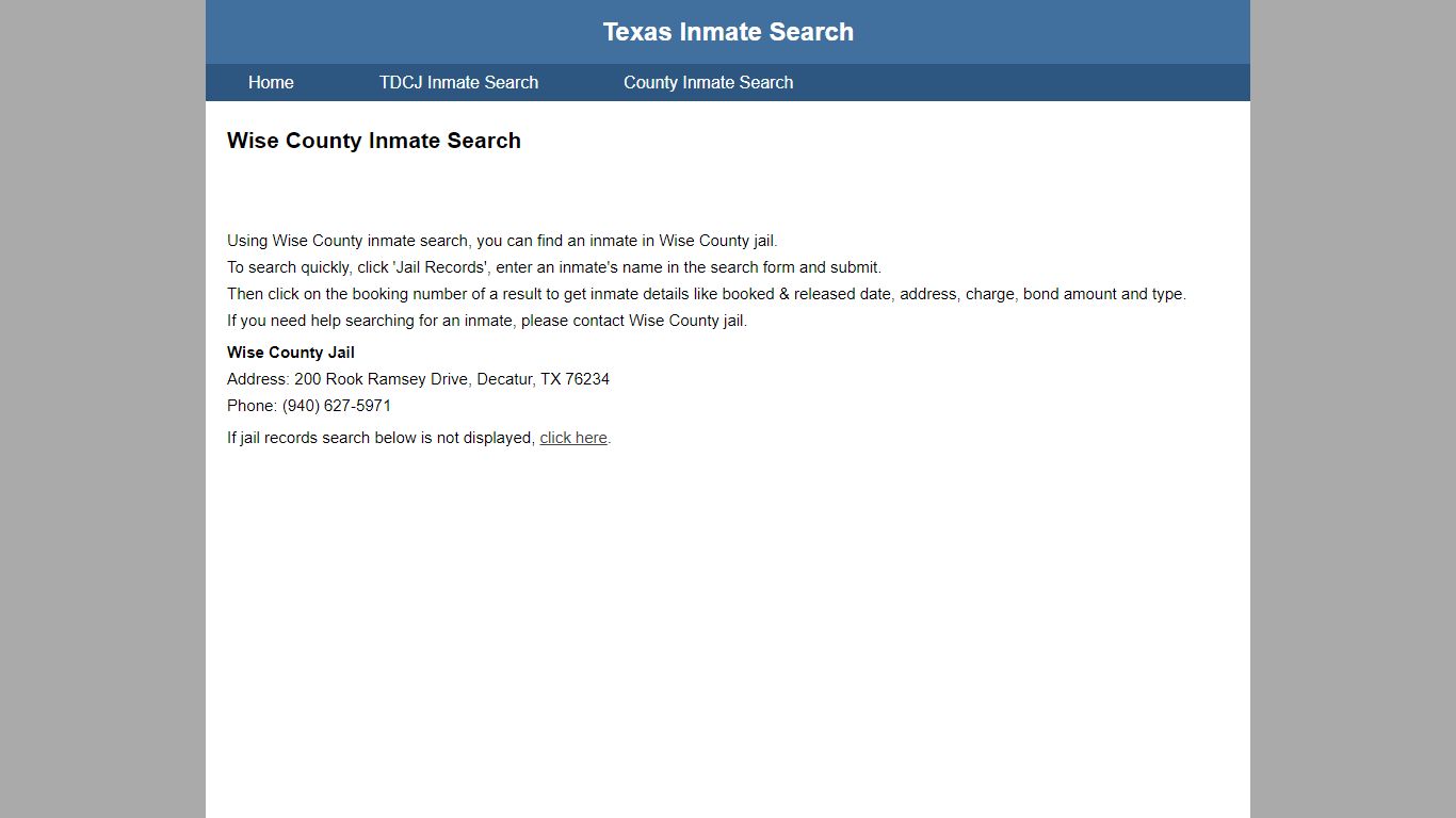 Wise County Jail Inmate Search